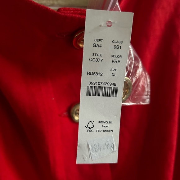 🔥NEW J. Crew Vintage Red Claudia Mini Dress in linen NWT Holidays Gold Buttons - Picture 8 of 11